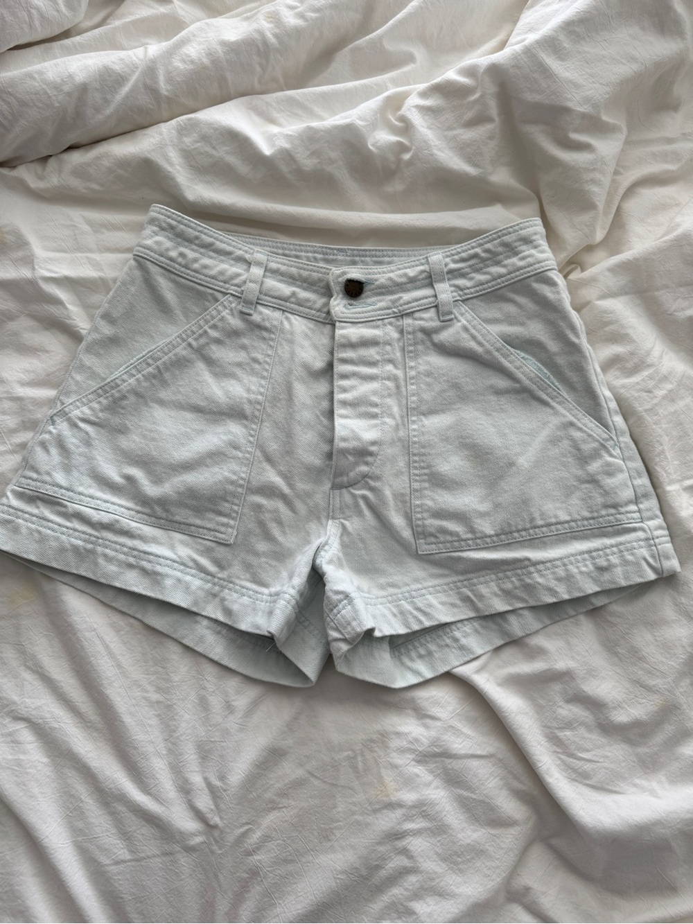 Apiece Apart High-Waist Light Blue Denim Shorts